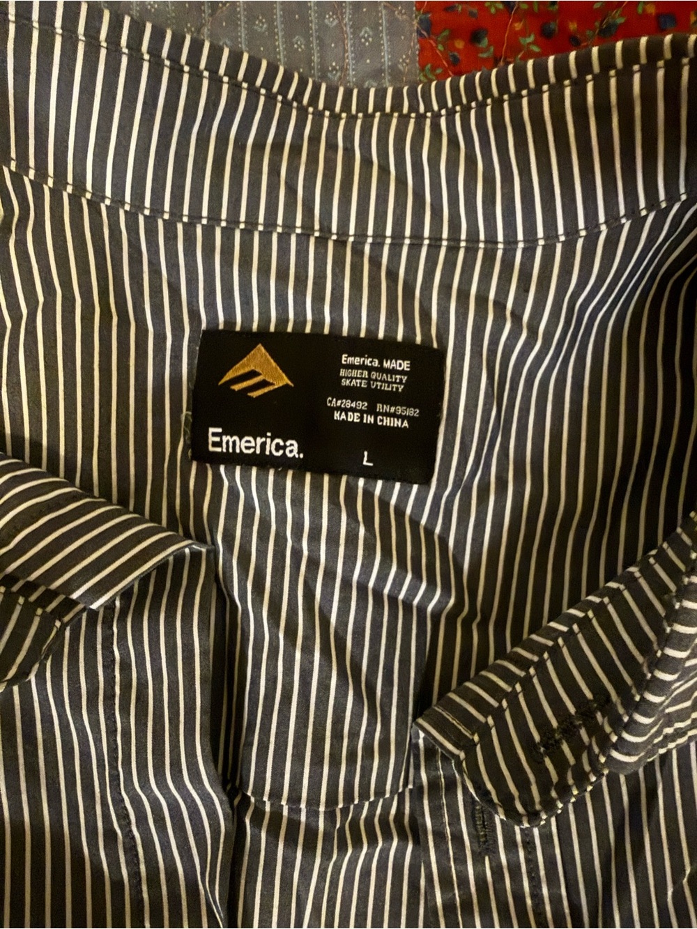 Emerica Men’s Black & White Striped Short-Sleeve Button Up Shirt - Picture 3 of 6